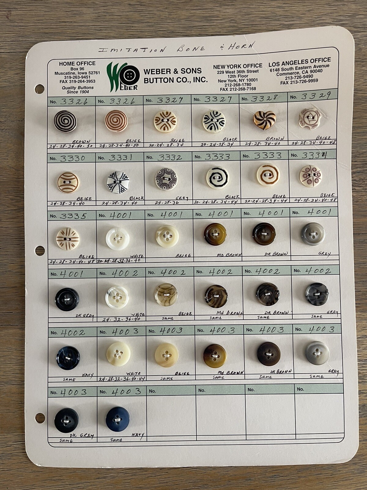 Vintage Button Salesman Card eBay