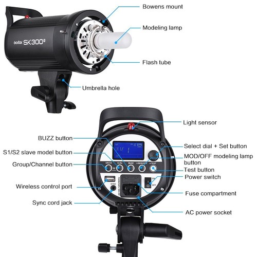 Godox SK300II 2,4G Wireless X System Studio Professionelle Flash Xpro-C Trigger - Bild 6 von 12