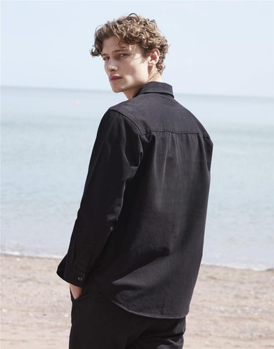 Sobrecamisa de manga larga para hombre Front Row de algodón con cuello informal - Imagen 6 de 20