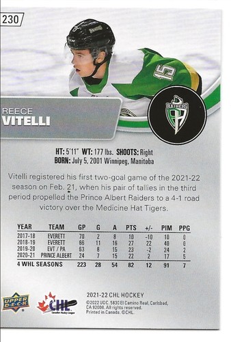 2021-22 Upper Deck CHL Hockey Base "You Pick from list #1-#250" - Picture 462 of 502