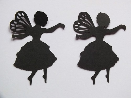 10 Black Silhouette Fairies 160gsm cardstock - Picture 44 of 48