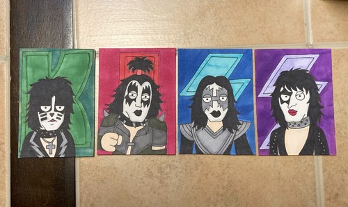 ACEO original art card ATC set paintings KISS band Gene Simmons 34 Family Guy