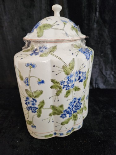 GINGER JAR LOVELY LG.FLORAL LIME GREEN VINTAGE HAND PAINTED FLORAL DES 10 X 7 - Picture 13 of 13