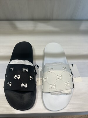 100% Authentic GUCCI Rubber GG Logo Pursuit Slides Sandals Women’s US 