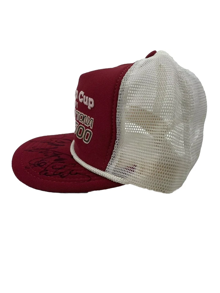 Taza/sombrero vintage autografiado NASCAR 1991 Daytona 500 Winston Trucker Snapback Foto 4 de 4
