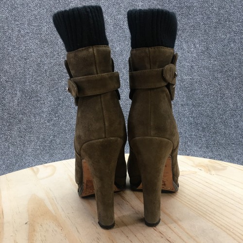 Joan & David Boots Womens 6.5M Green Beesley Ankle Bootie Ribbed Cuff Suede - Picture 8 of 15