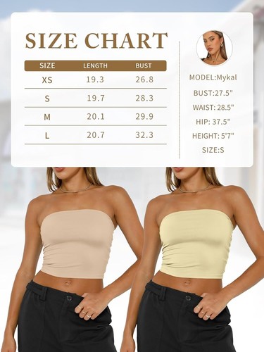 Womens 3 Pack Tube Tops Crop Tops Going Out Strapless Basic Backless Bandeau - Picture 16 of 82