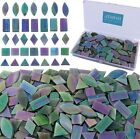 Iridescent Glass Mosaic Tiles For Crafts, 240 Pieces 5 Shapes Mixed Stai