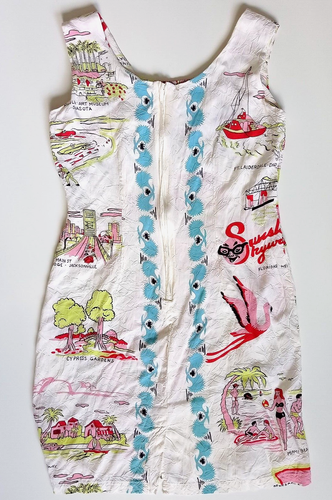 Women's Jams World Florida Map Sleeveless Multicolor Crinkle Bodycon Zip Dress S - 第 5/12 張圖片