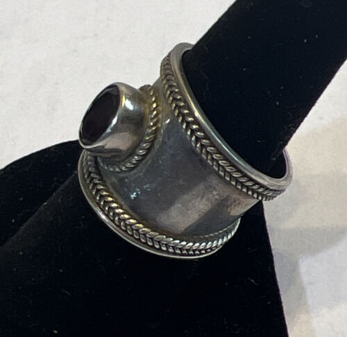 Sterling Silber Zigarren Band Ring BA925 Granat Zigarren Band Ringgröße 8 - Bild 2 von 9