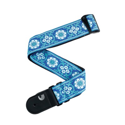 D'Addario Peace & Love Blue/White Woven Guitar Strap