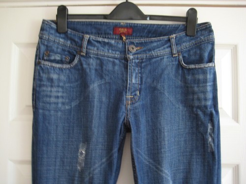 Y2K Vintage Oasis Straight Leg Jeans Size 14 Blue Distressed Look See Info - Picture 3 of 17