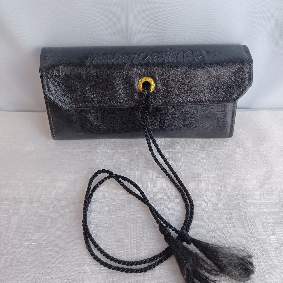 Harley Davidson Travel Jewelry Pouch Black Leather Harley-Davidson 