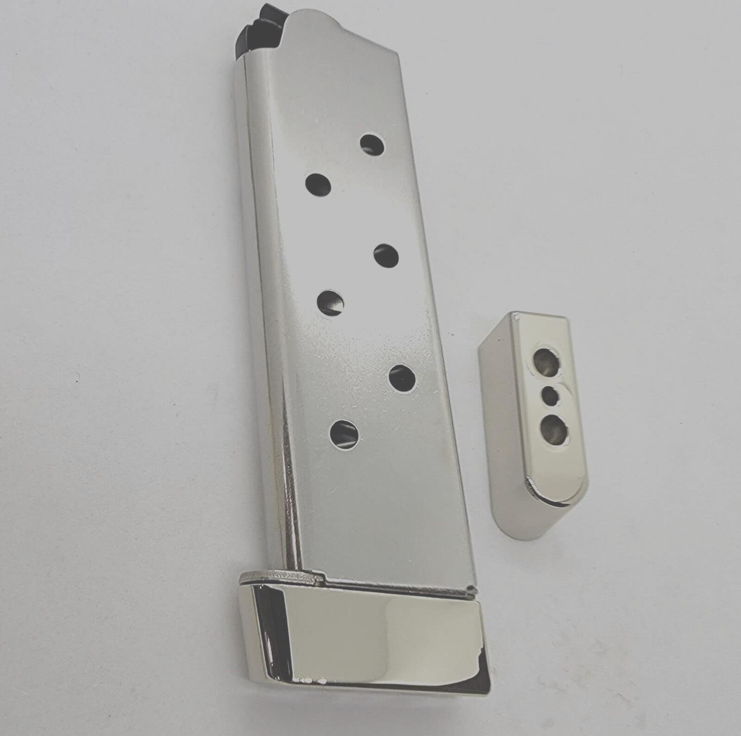 2 X 1911 Magazine plate For Kimber Tac-Mag Metal Base Pad Nickel Fits most 1911.