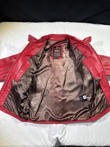 Men's Large Red Chevignon Vintgage Roadmaster Leather Motorcycle Jacket - Picture 4 of 14