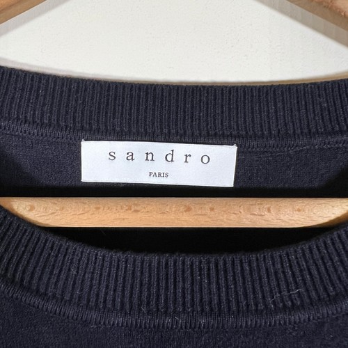 Sandro Women's Top Short Sleeve Viscose Mix Oversized Navy Blue Size 1 8 UK 4 US - Picture 2 of 11