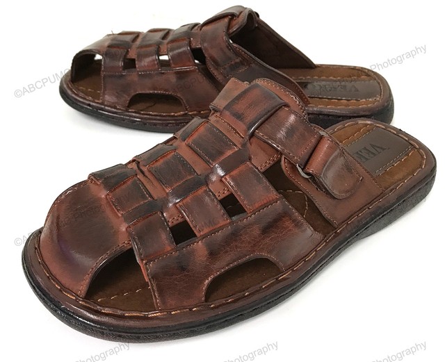 Brand New VEEKO Mens Slides Sandals Closed Toe Hook and Loop Fisherman Slipper for sale online
