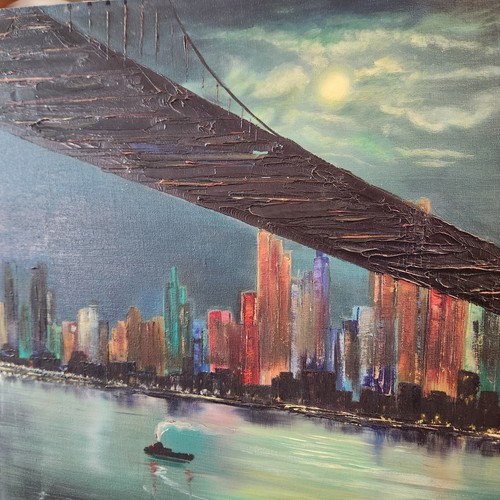 New York City Night Time Original Painting by G. Jarvis - Picture 3 of 5