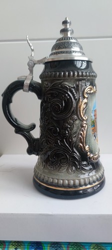 Original Zöller &Born Relief Bierkrug mit Zinndeckel Nr. 7 Handarbeit | 27 cm - Bild 4 von 6