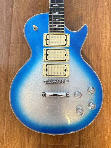 High-end LP blue electric guitar 3H pickups, rosewood body silver hardware