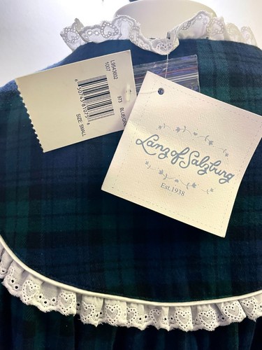 Lanz of Salzburg Nachthemd lang Flanell Tartan Spitzenbesatz grün blau Gr. S NEU - Bild 4 von 8