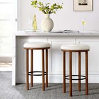 Modway Fable Boucle Fabric Bar Stools - Set of 2 in Walnut Ivory