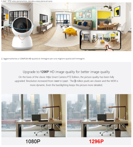 Xiaomi Smart Camera 2K 1296P 1080P HD 360 angolo WiFi visione notturna Webcam vi - Foto 5 di 16