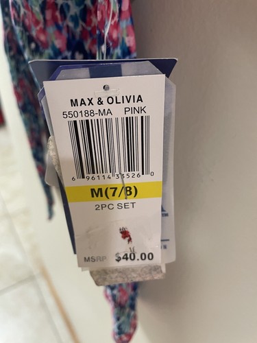 Max & Olivia Little & Big Girl's 2 Pc Wild About Sleepovers Pajamas Set Size M - Picture 2 of 4