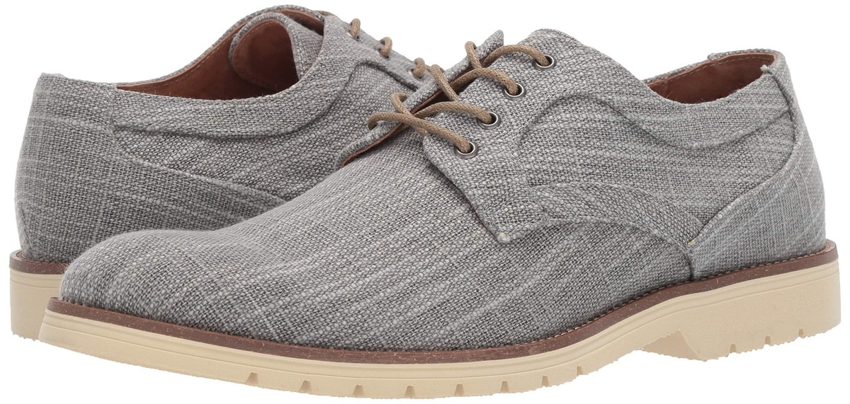 STACY ADAMS Mens Eli Textured Canvas Lace-Up Oxford, Gray  display picture 1