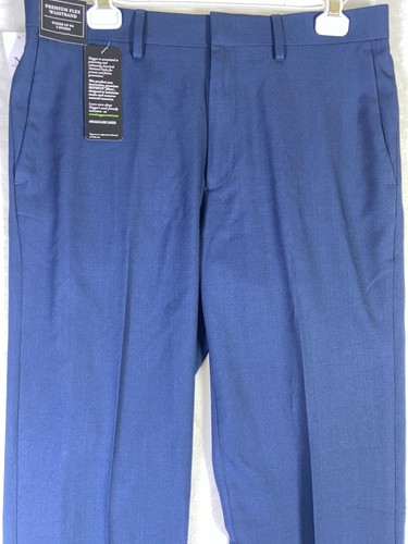 Pantalone Haggar uomo 32x32 462 blu elasticizzato stria elegante pantalone antirughe slim nuovo con etichetta - Foto 2 di 12