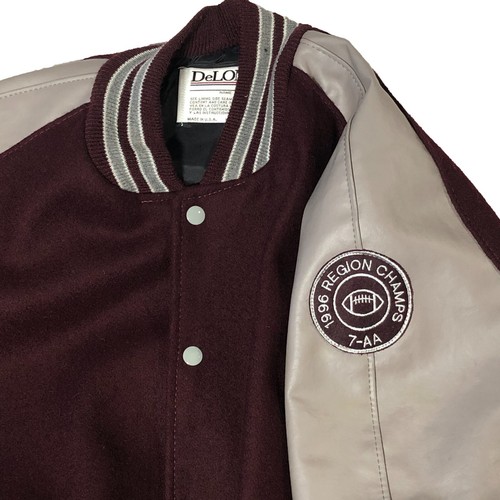 Chaqueta De Colección Delong Para Hombre Talla XL Universitaria Granate Beige Hecha en EE. UU. - Imagen 8 de 11