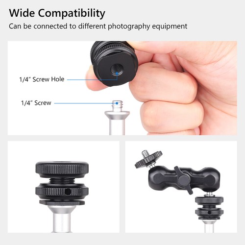 Mini Ball Head w/ Removable Cold Hot Shoe Mount Tripod Dual Ballhead Magic Arm - Imagen 16 de 19