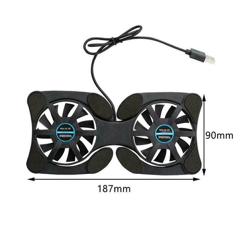 Foldable Mini Notebook Cooler Laptop USB Double Cooling Stand R9S0 Computer K3Y2 - Photo 8/8