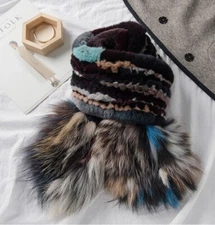 Men's Real Rex Rabbit Fur Scarf Fox Long Neckerchief Winter Warm Muffler Wraps