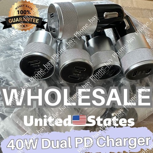 40W Dual USB-C Fast Car Charger Type-C Charger For iPhone/iPad/Samsung Wholesale - Picture 1 of 21