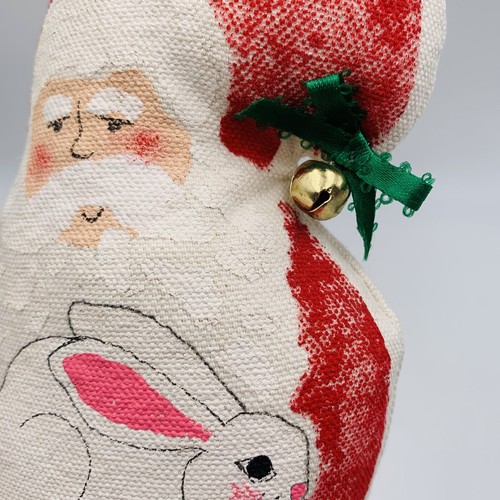 Weihnachtsmann Regal Sitter handbemalt gewichtete Leinwand Hase Kaninchen Vintage 11 Zoll - Bild 7 von 16