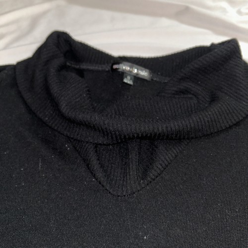 Active Basic Small Black Short Sleeve Cowl Neck Sweater Blouse - Picture 4 of 8