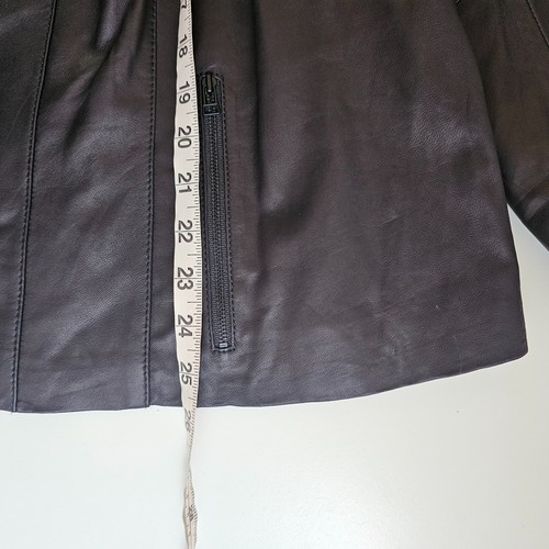Halogen Chocolate Brown Leather Full Zip Jacket A Line Swing Buttery Soft 20W - Picture 13 of 13