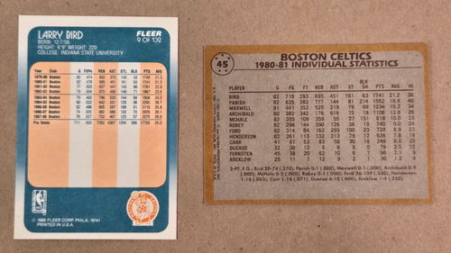 Larry Bird 1981-82 Topps Boston Celtics Team Leader #45 & 1988-89 Fleer #9 - Picture 2 of 6