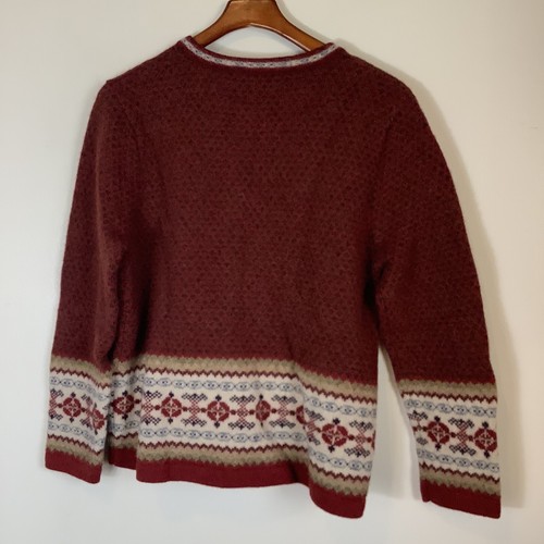 CAMBRIDGE Dry Goods NORDIC Fair Isle WOOL Knit METAL CLASP Cardigan Size LARGE - Picture 11 of 11