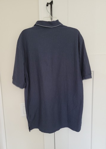 Nike Golf Polo Shirt Navy Dri Fit Short Sleeve White Trim Cotton Blend Size L - Picture 3 of 9