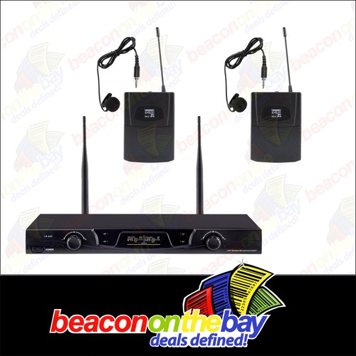 Dual Wireless Microphone Choose Headset Handheld Lavalier Mic 2x Cordless System - Picture 13 of 16