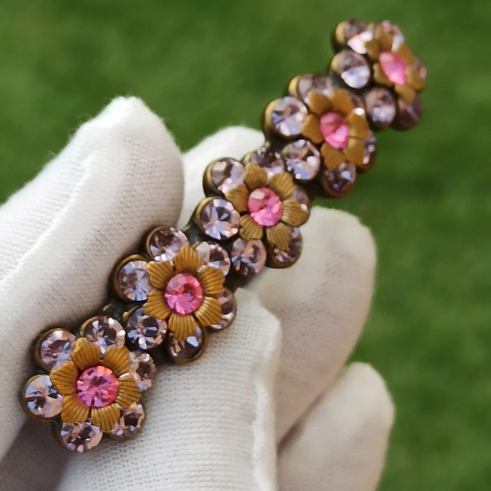Clip de pelo Michal Negrin rosa púrpura claro flores y cristales de Swarovski caja de regalo Foto 2 de 4