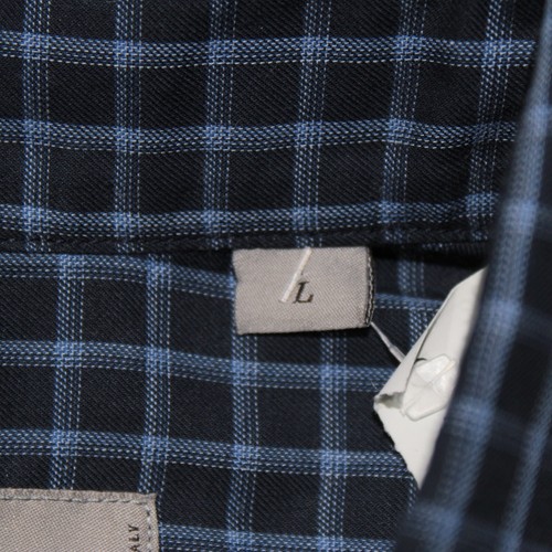 Canali NWOT Casual Button Down Shirt Size Large in Blue Check 100% Cotton - Picture 8 of 10