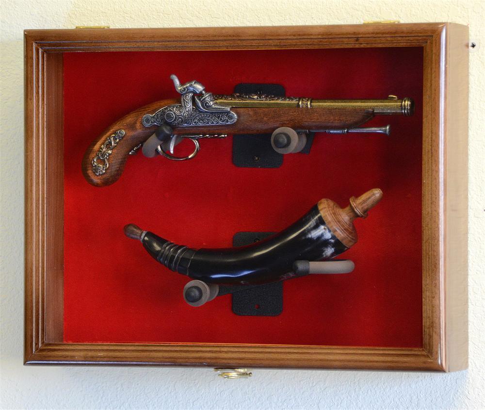 Pistol Revolver Flintlock Antique Knife Gun Display Case Shadowbox Cabinet Rack Ograniczona SPRZEDAŻ, najnowsza praca