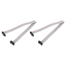 2Pcs IDC Connector Flat Ribbon Cable 10 Pin FC 2.54mm Pitch 30cm Length