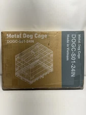 Sweetcrispy 24” Single-Door Dog Crate Foldable Metal Kennel w/ Tray