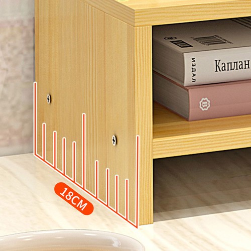 Ergonomic Monitor Stand Desktop Storage Rack Wooden Riser with Compartment - Afbeelding 4 van 13