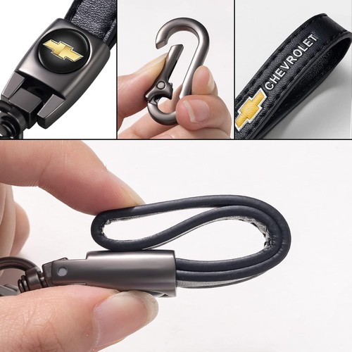 Genuine Leather Car Keychain Fit Chevrolet Chevy Car Key Chain Men Women - Picture 3 of 9