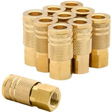 10 Pack Brass Coupler Set - 1/4" NPT Female Quick Connector